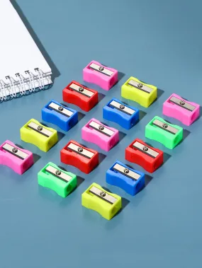 16pcs Mini Portable Practical Stationery Square Shaped Pencil Sharpener