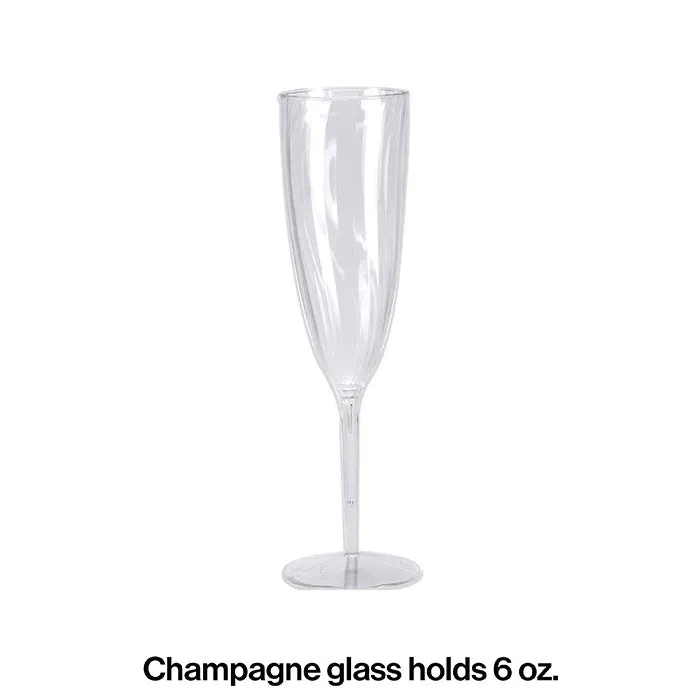 6 Oz Clear Plastic 1-Piece Champagne Glasses (8/Pkg)