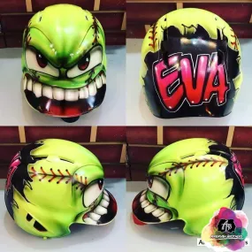 Airbrush Monster Softball Design (Full Helmet)