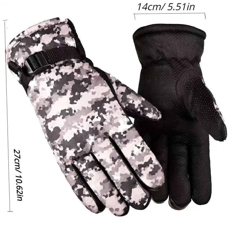 Camouflage Thermal Gloves for Men and Women Ideal for Skiing