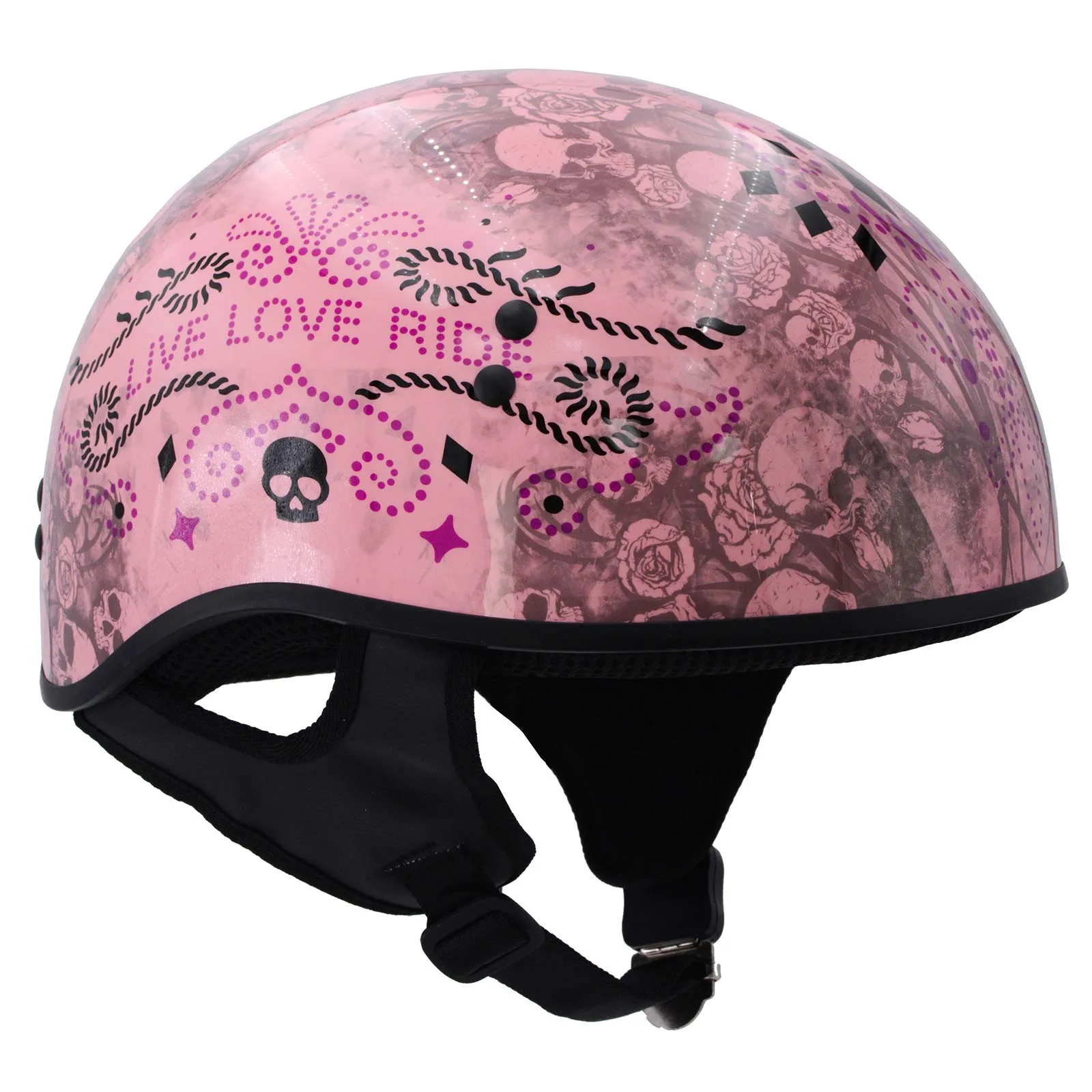 Hot Leathers HLD1048 'Live, Love Ride' Gloss Pink Motorcycle DOT