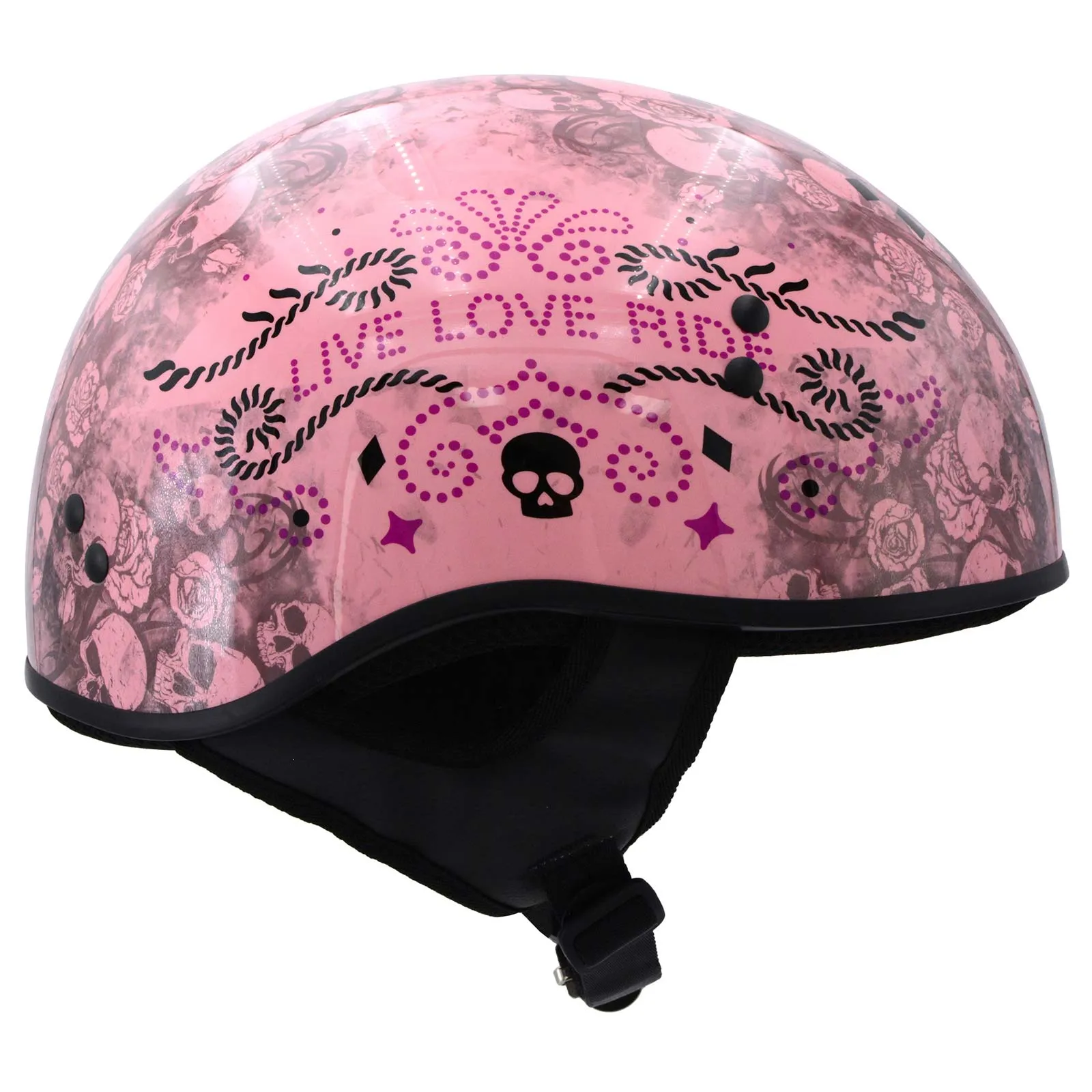 Hot Leathers HLD1048 'Live, Love Ride' Gloss Pink Motorcycle DOT