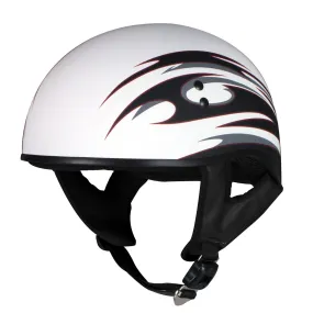 Hot Leathers Tribal White Motorcycle Skull Cap Half Helmet for Men and Women DOT Approved HLT68