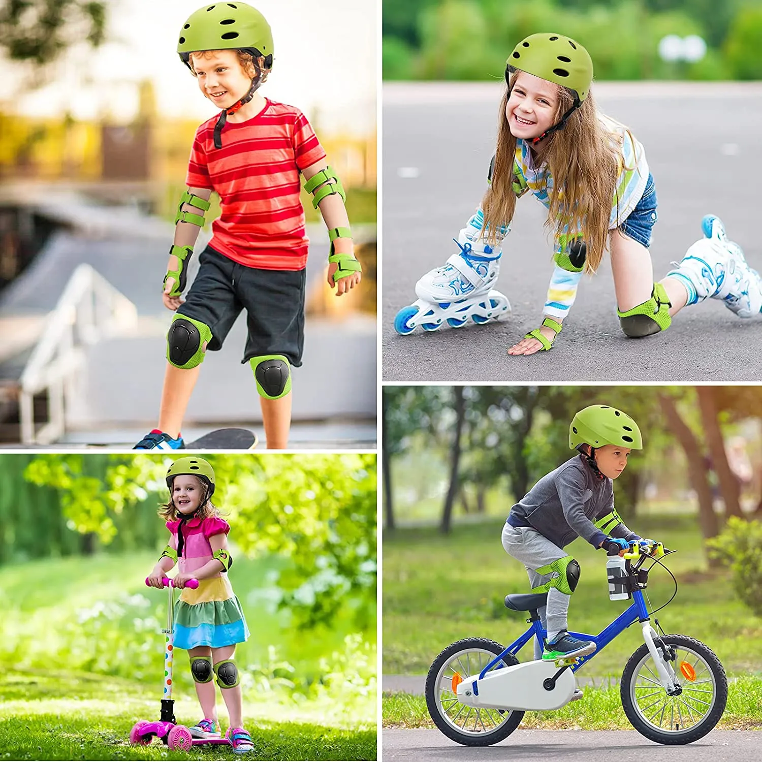 Kid Bike Helmet Knee Pads and Elbow Pads Set