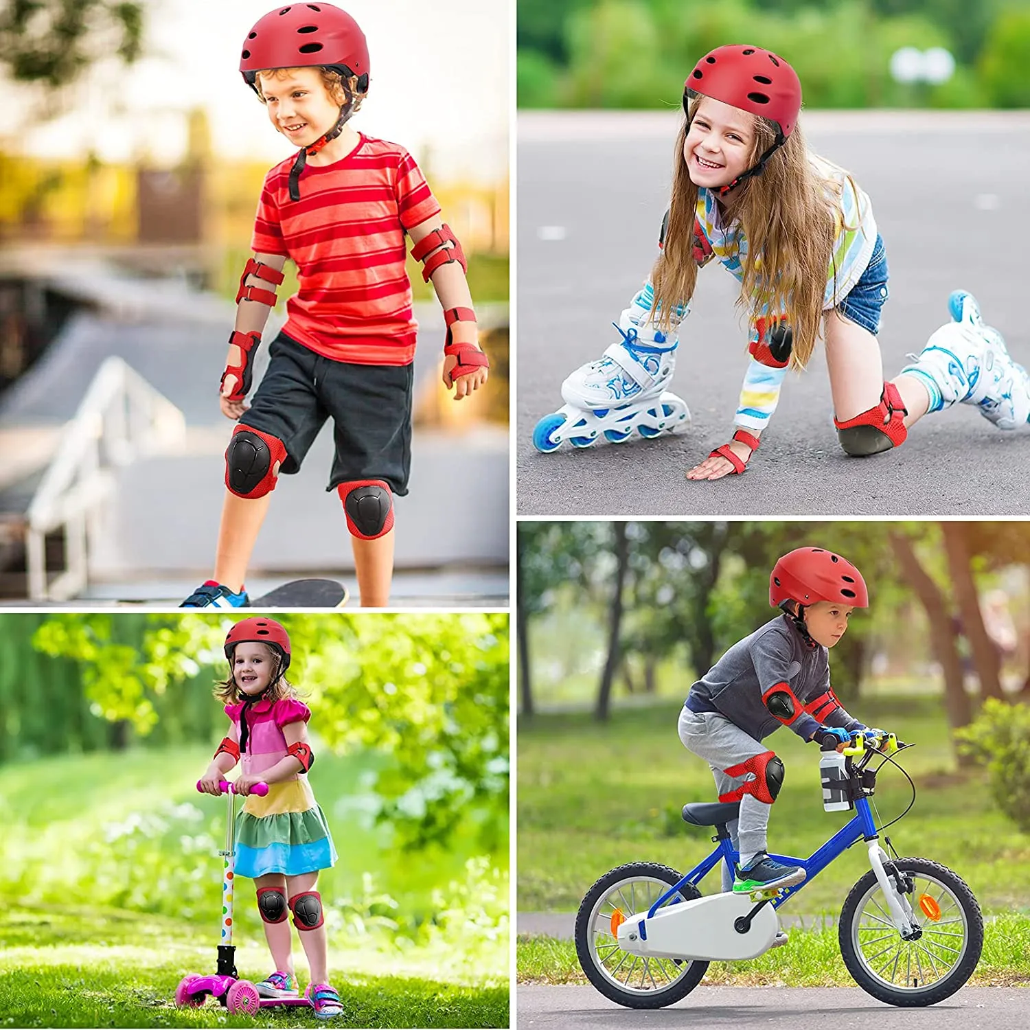 Kid Bike Helmet Knee Pads and Elbow Pads Set