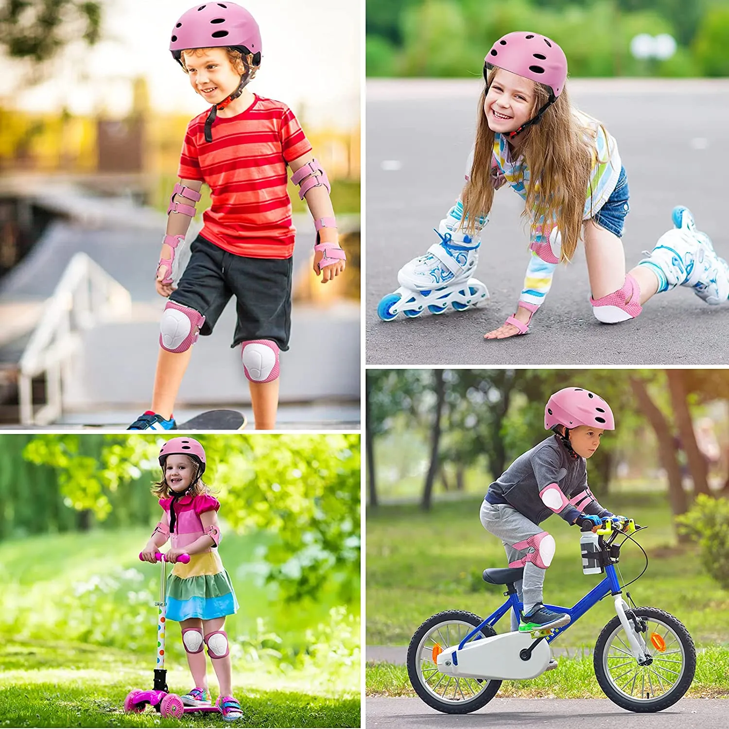 Kid Bike Helmet Knee Pads and Elbow Pads Set