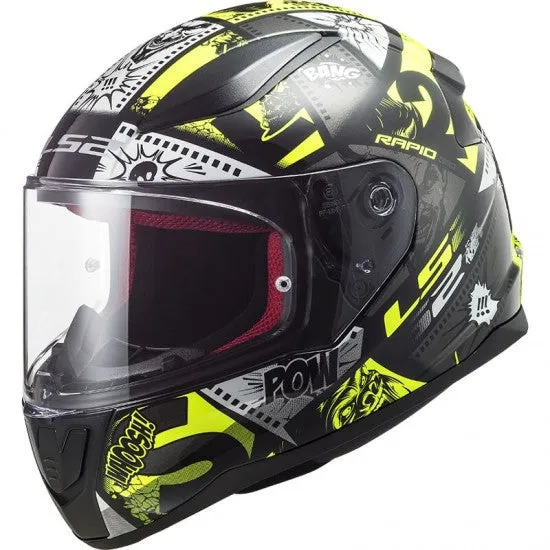 Ls2  - Ff353 Kidesful Face Motorcycle Helmet Vignette Black H-V Yellow