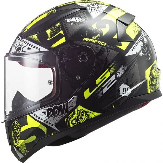 Ls2  - Ff353 Kidesful Face Motorcycle Helmet Vignette Black H-V Yellow