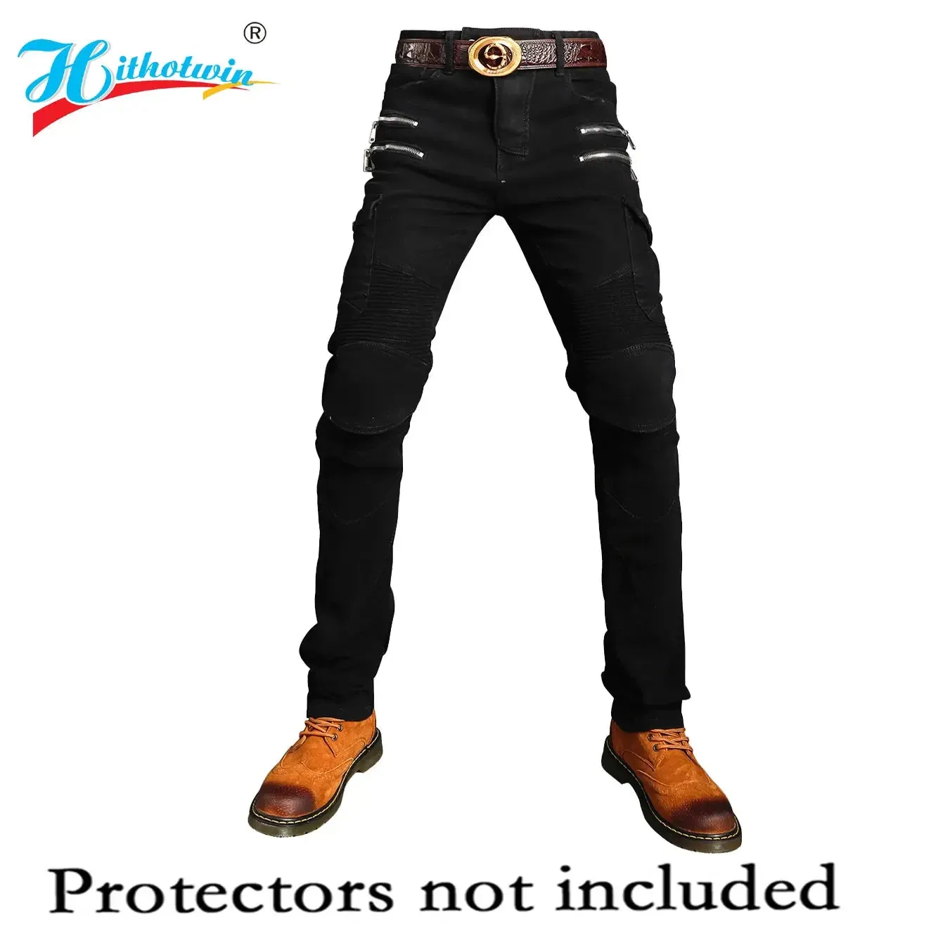 Men's Khaki Motorcycle Pants, Black Men Motor Jeans Zipper Protective Gear Blue Motorbike Trousers Motocross Pants Moto Pant