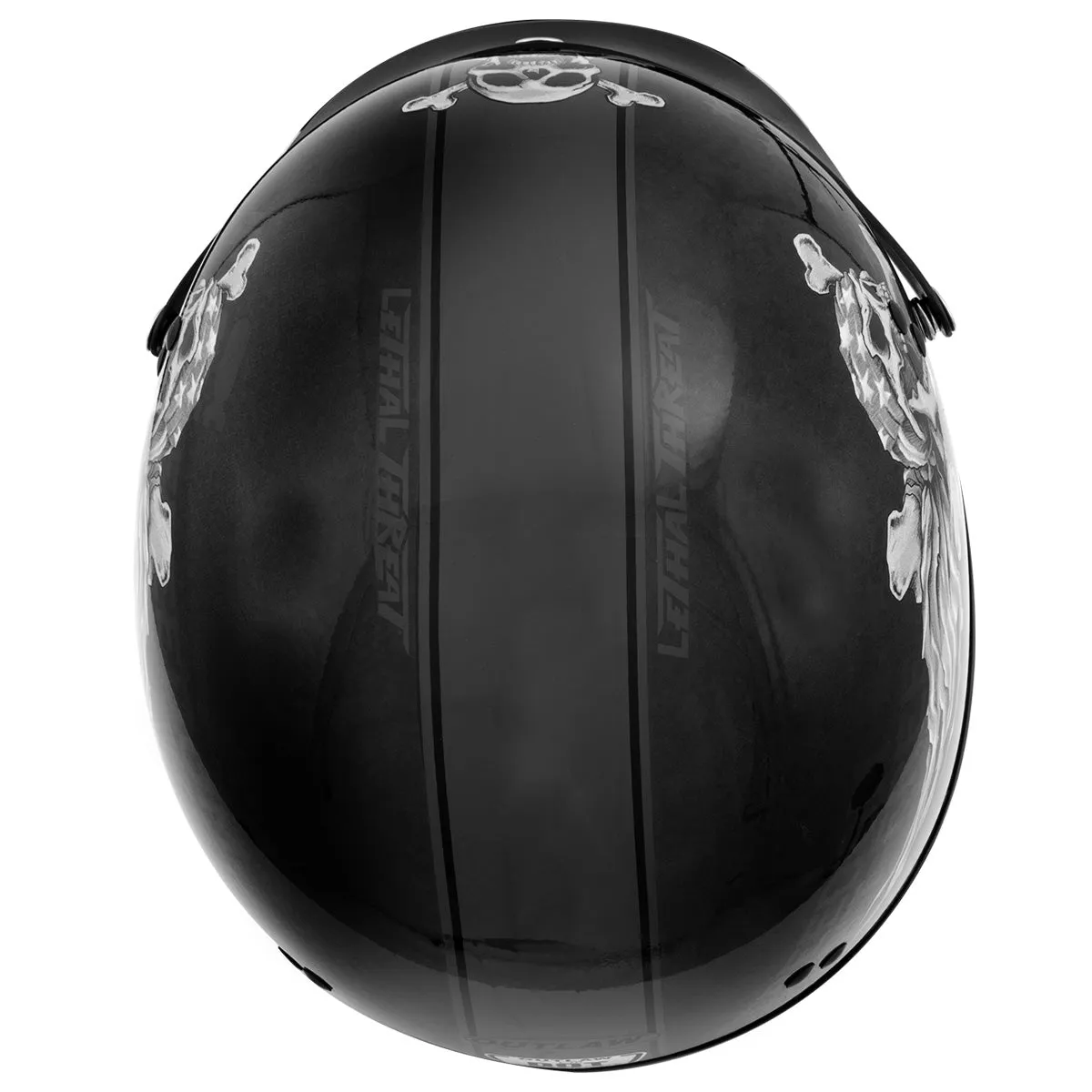 Milwaukee Helmets T70 'Freedom Skulls' Black Glossy Motorcycle DOT