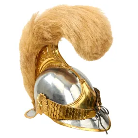 Napoleonic First French Empire Era Carabinier Officer Helmet with White Plume