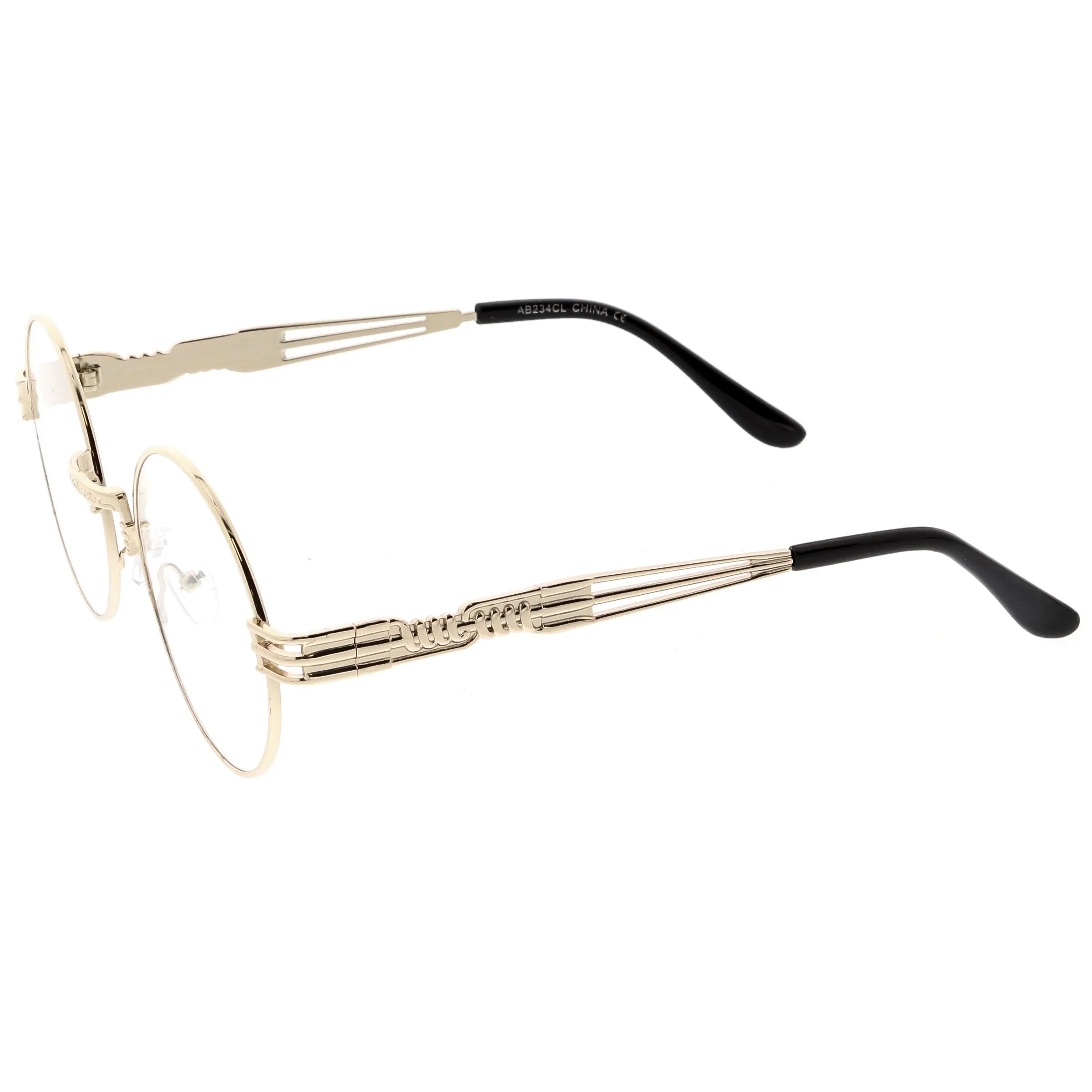 Retro Dapper Round Metal Clear Lens Glasses