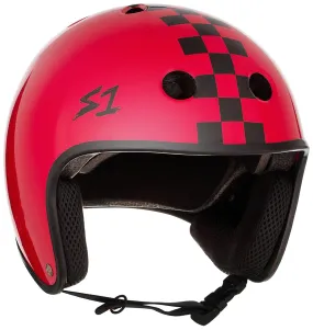 S1 Retro Lifer Helmet - Red Gloss/Checkers