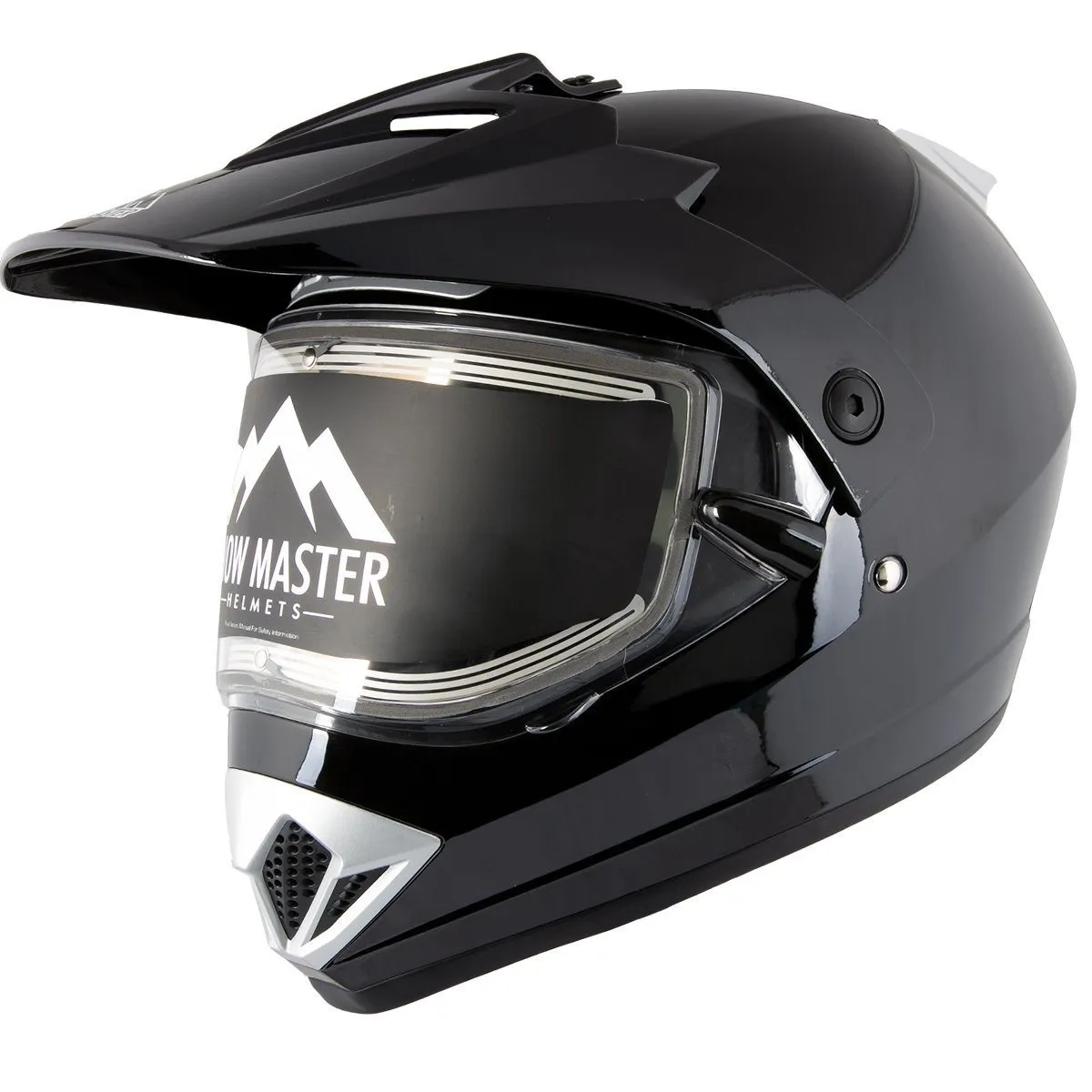 Snow Master TX45 Ultra Light Weight Glossy Black Dual Sport Snowmobile Motorcycle Full Face Helmet for Men & Women - DOT Approved for Bike Scooter ATV UTV Chopper Skateboard